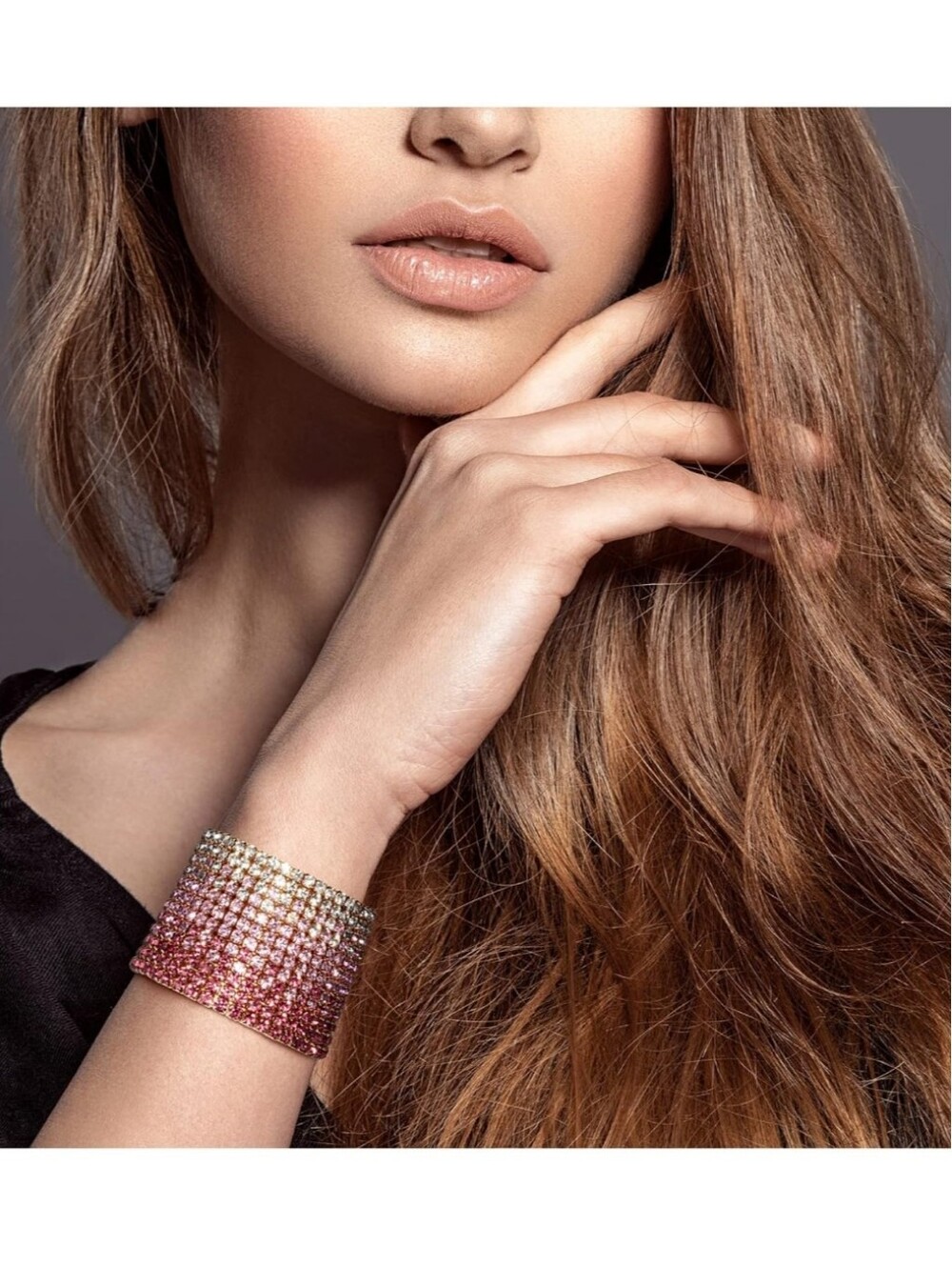 Badgley Mischka 12 Strand Wide Crystal Studded Bracelet